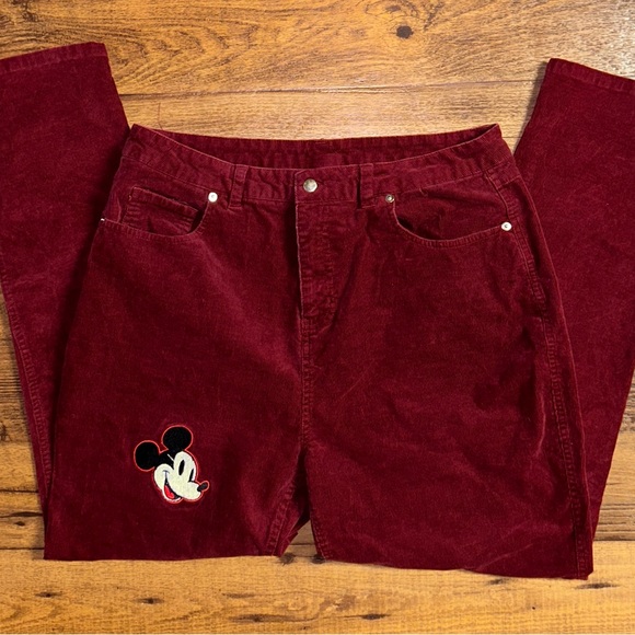 Disney • Size 15 • Red Velvet Jeans W/ Mickey Mouse Embroidery & Patches - Picture 10 of 13